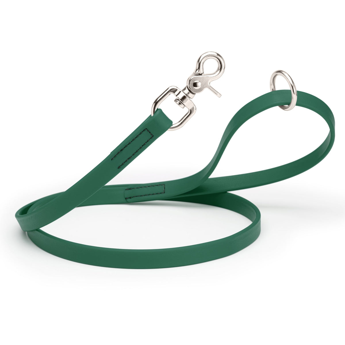 Biothane Long Line, Nickel Snap – 10 to 33 ft – Hunter Green