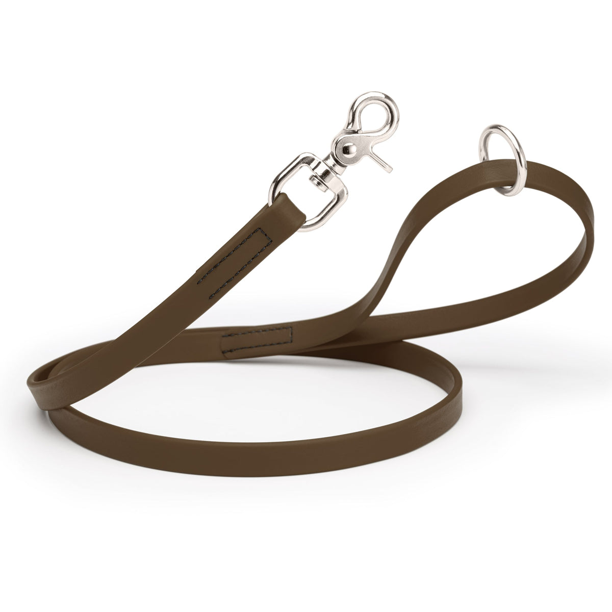 Biothane Long Line, Nickel Snap – 10 to 33 ft – Dark Chocolate Brown