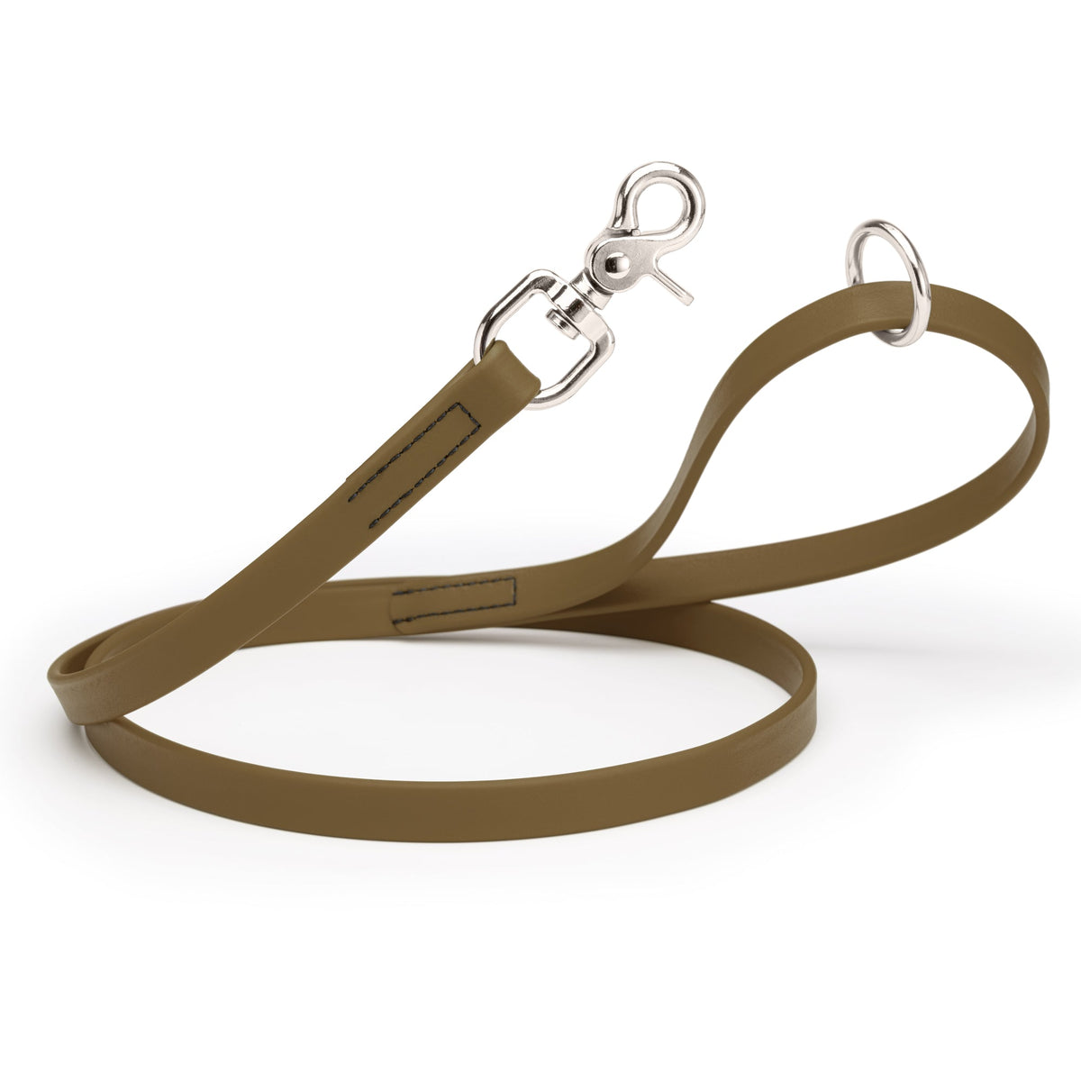 Biothane Long Line, Nickel Snap – 10 to 33 ft – Coyote Brown