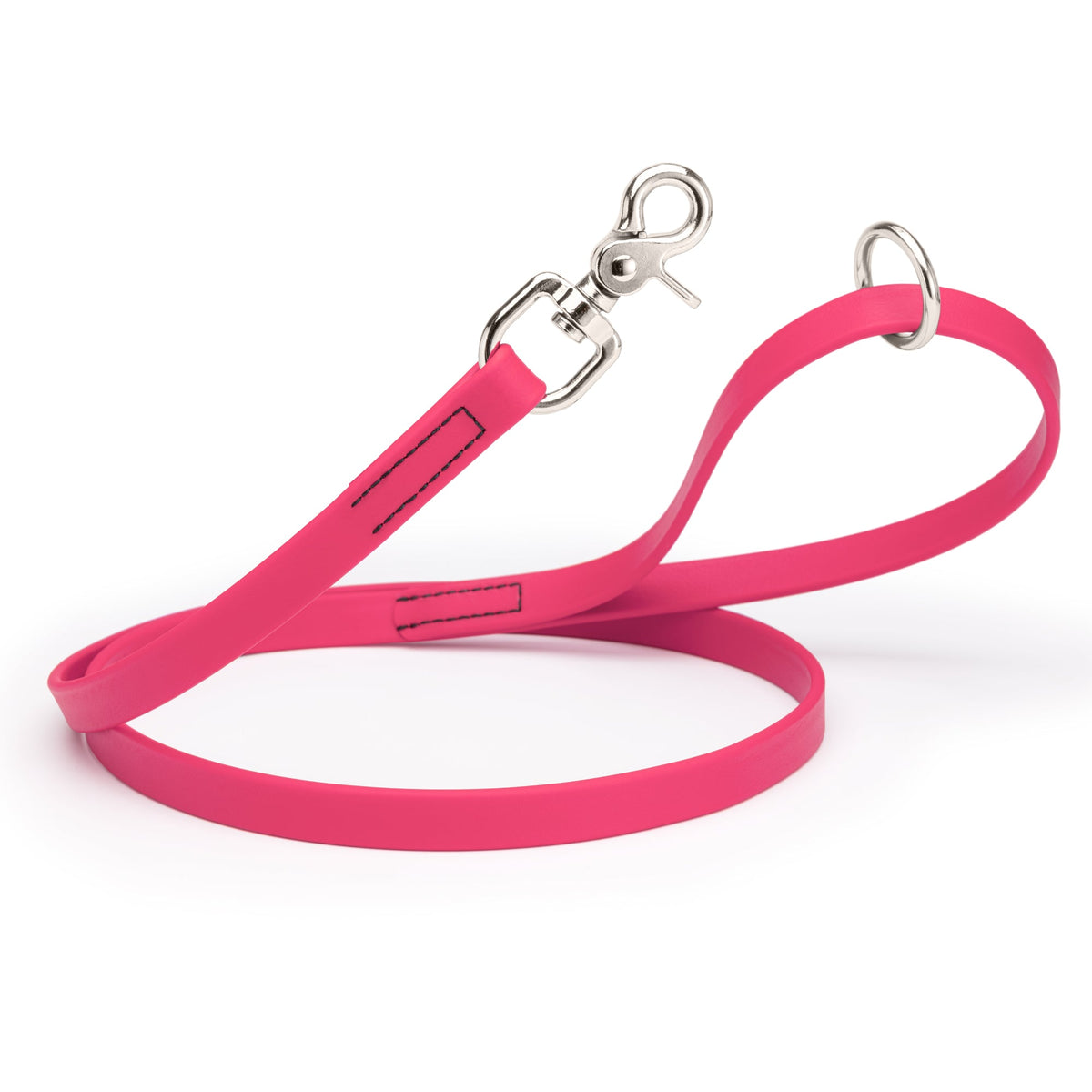 Biothane Long Line, Nickel Snap – 10 to 33 ft – Passionfruit Pink