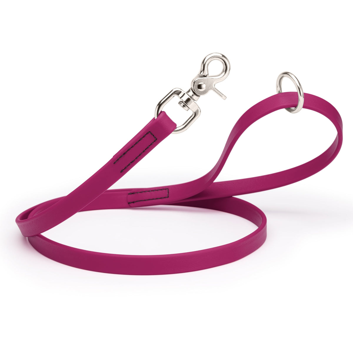 Biothane Long Line, Nickel Snap – 10 to 33 ft – Magenta Pink