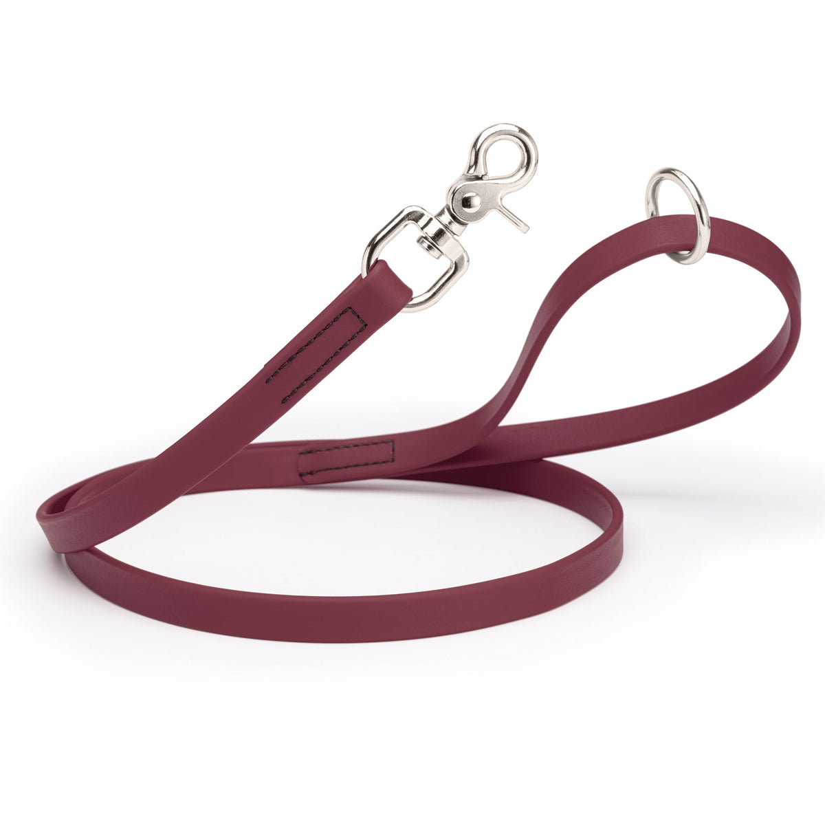 Biothane Long Line, Nickel Snap – 10 to 33 ft – Merlot Burgundy