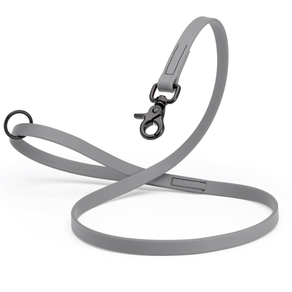 Biothane Long Line, Black Snap – 10 to 33 ft – Battleship Gray