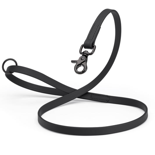 Biothane Dog Leash with Black Scissor Snap – 4 ft & 6 ft Waterproof Everyday Leash – Black
