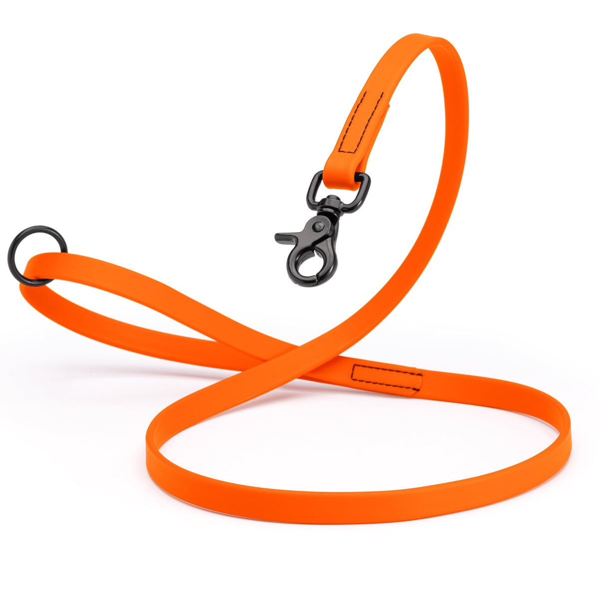Biothane Long Line, Black Snap – 10 to 33 ft – Hunter Orange