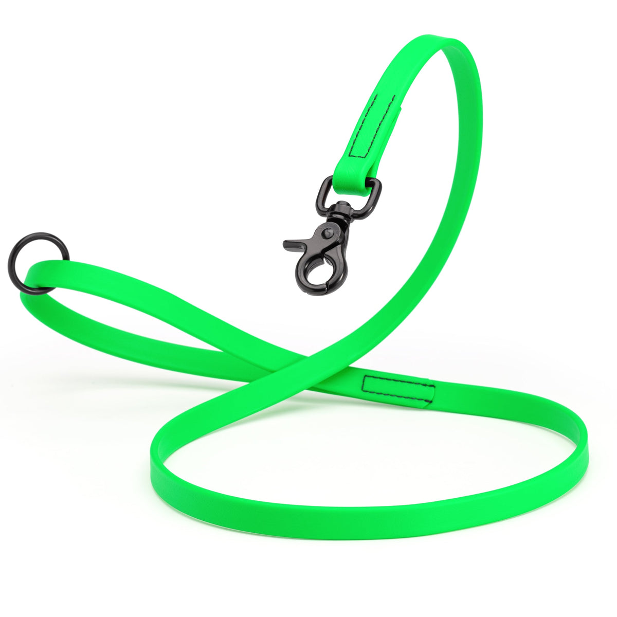 Biothane Long Line, Black Snap – 10 to 33 ft – Tropical Green