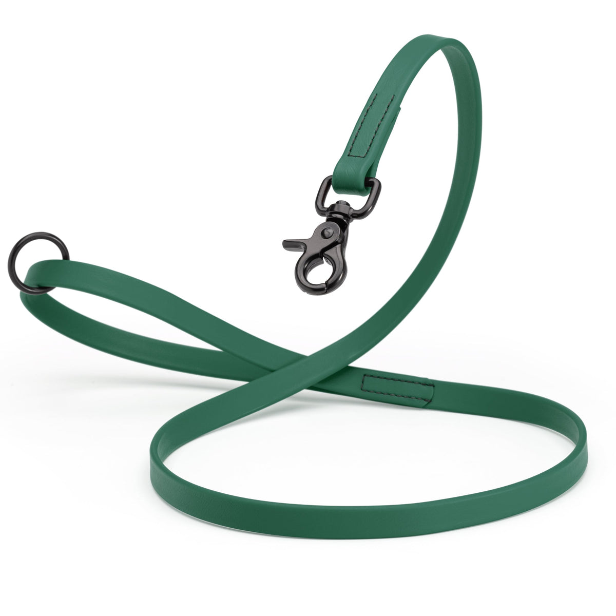 Biothane Long Line, Black Snap – 10 to 33 ft – Hunter Green