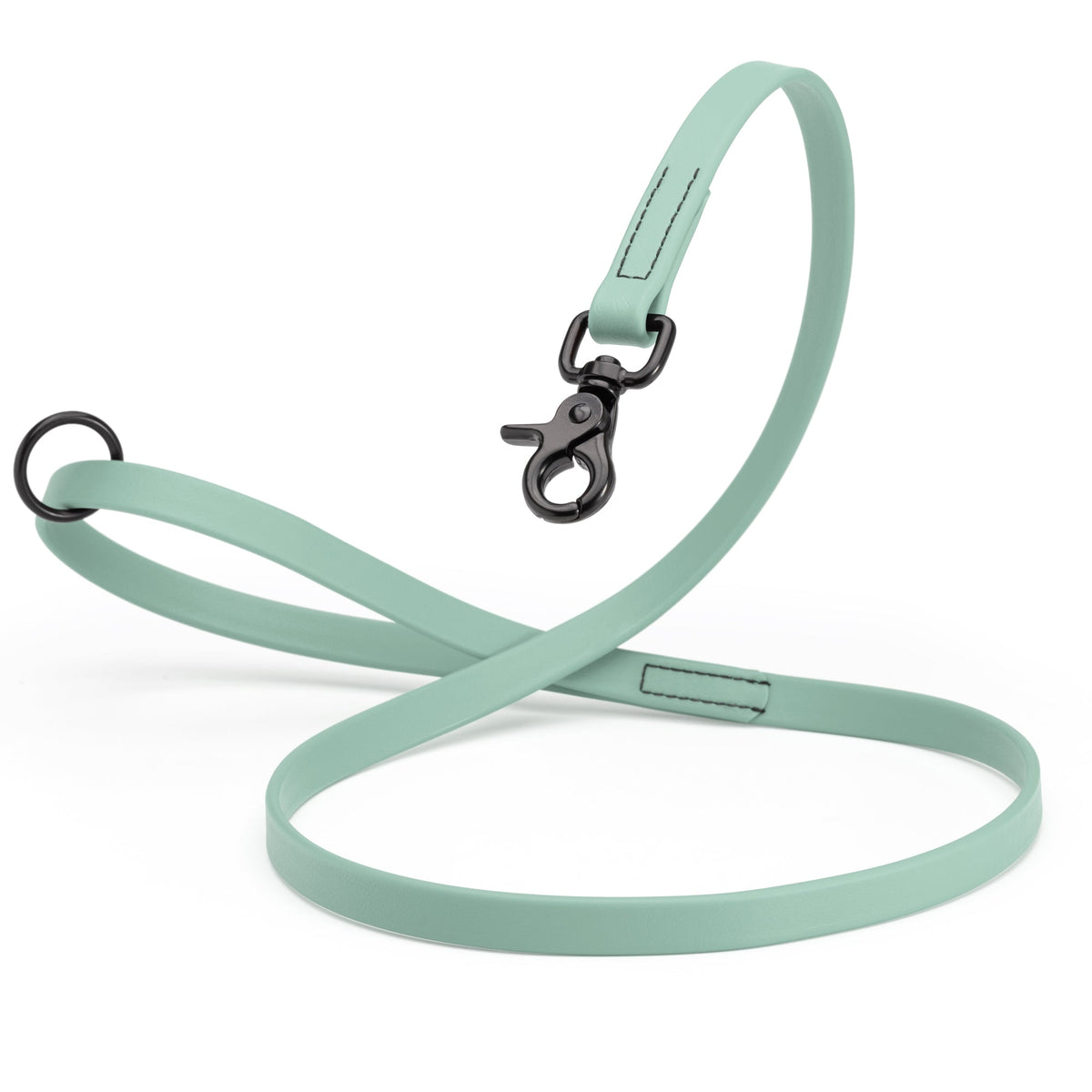 Biothane Long Line, Black Snap – 10 to 33 ft – Sage Green