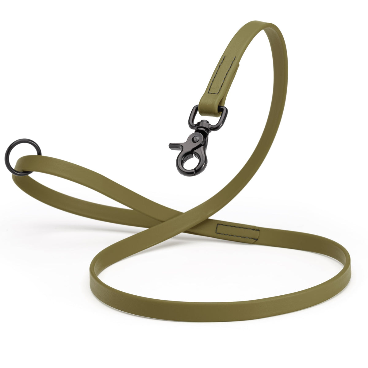 Biothane Long Line, Black Snap – 10 to 33 ft – Olive Drab Green