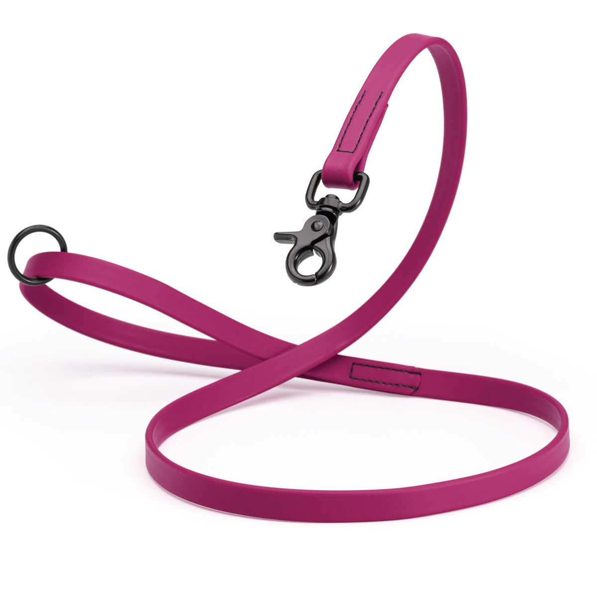 Biothane Long Line, Black Snap – 10 to 33 ft – Magenta Pink