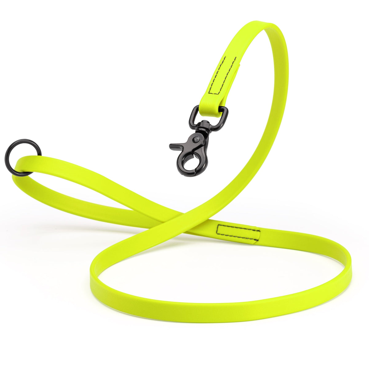 Biothane Long Line, Black Snap – 10 to 33 ft – Safety Yellow