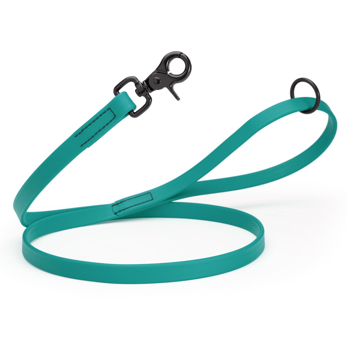 Biothane Long Line, Black Snap – 10 to 33 ft – Blue Aqua