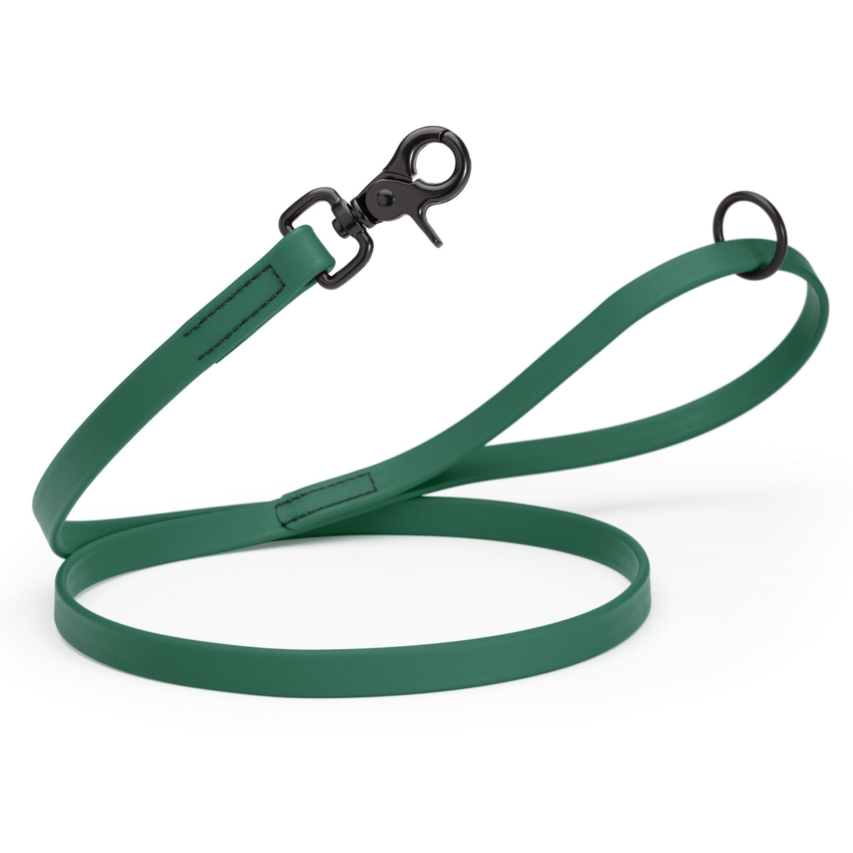 Biothane Long Line, Black Snap – 10 to 33 ft – Hunter Green