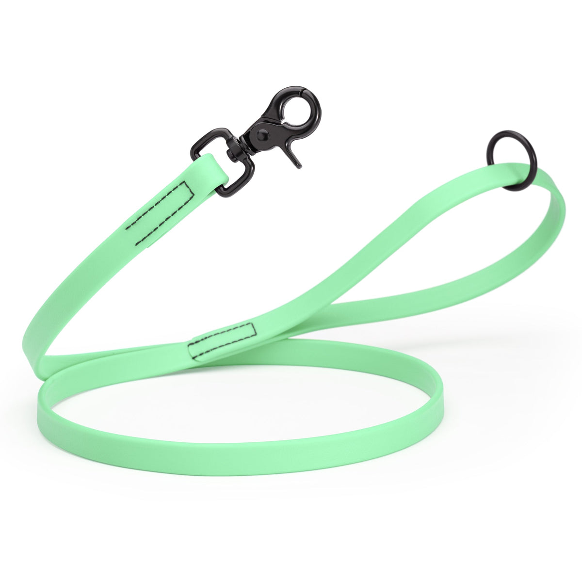 Biothane Long Line, Black Snap – 10 to 33 ft – Sea Foam Green