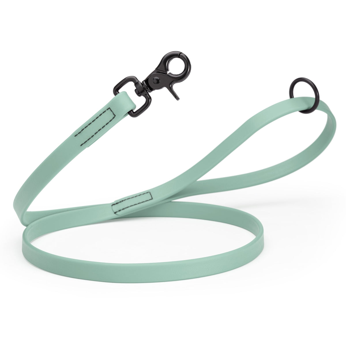 Biothane Long Line, Black Snap – 10 to 33 ft – Sage Green