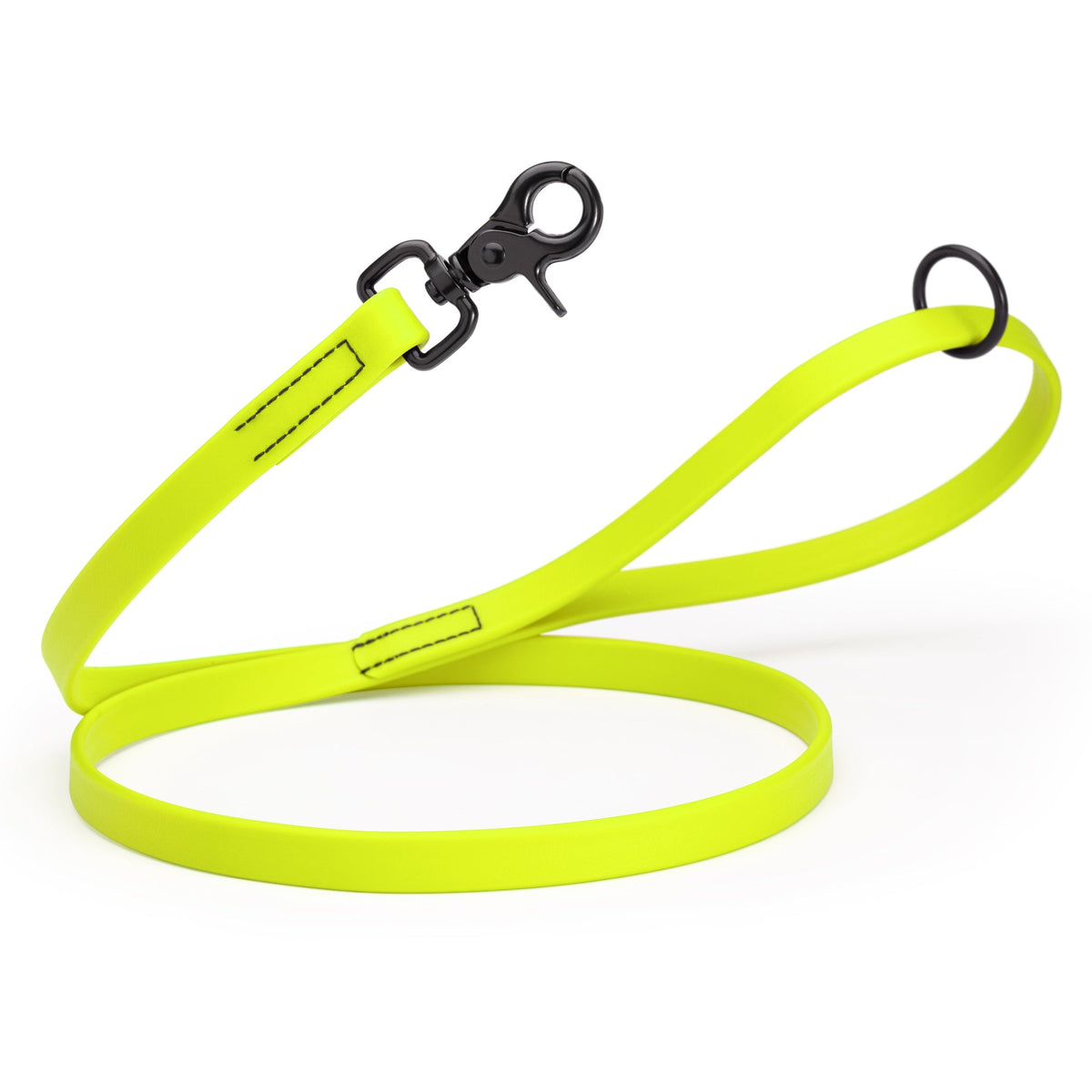 Biothane Long Line, Black Snap – 10 to 33 ft – Safety Yellow