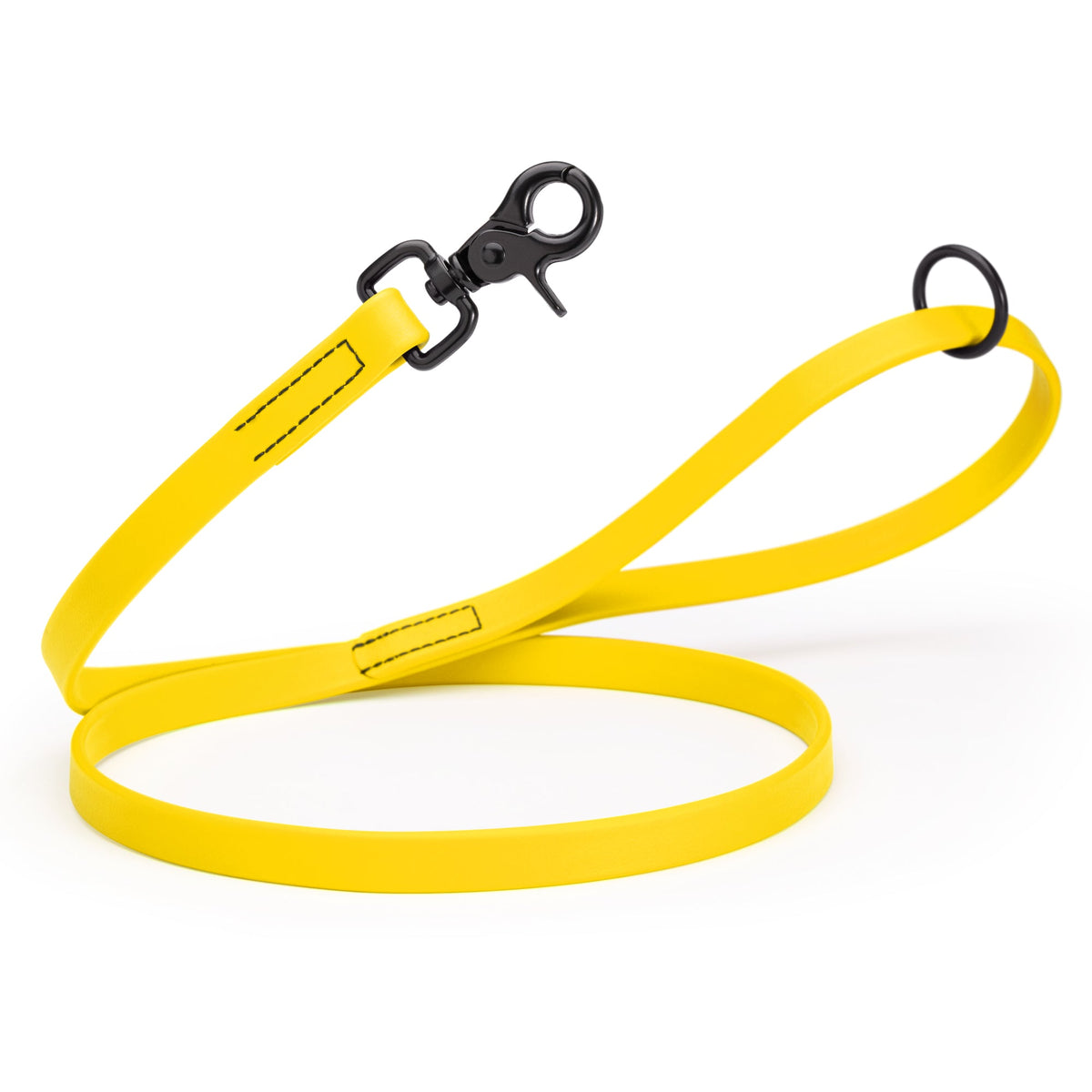 Biothane Long Line, Black Snap – 10 to 33 ft – Lemon Yellow