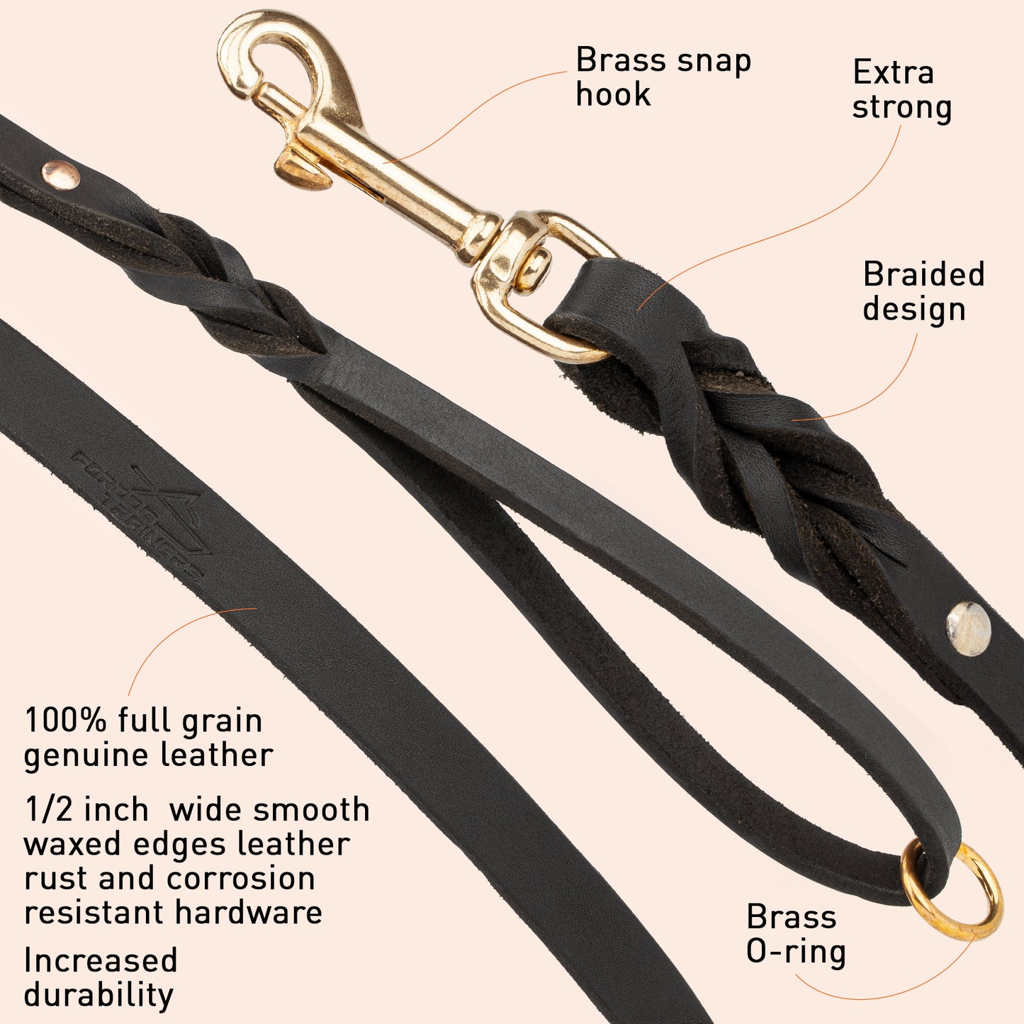 Handcrafted Leather Dog Leash for Walking and Tracking