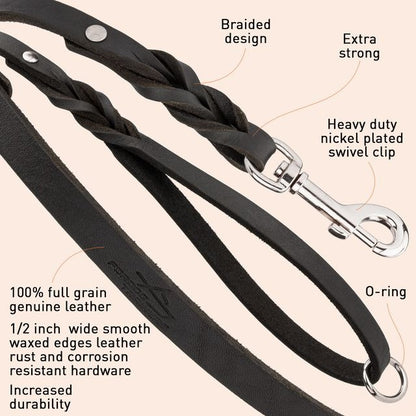 Handcrafted Leather Dog Leash for Walking and Tracking