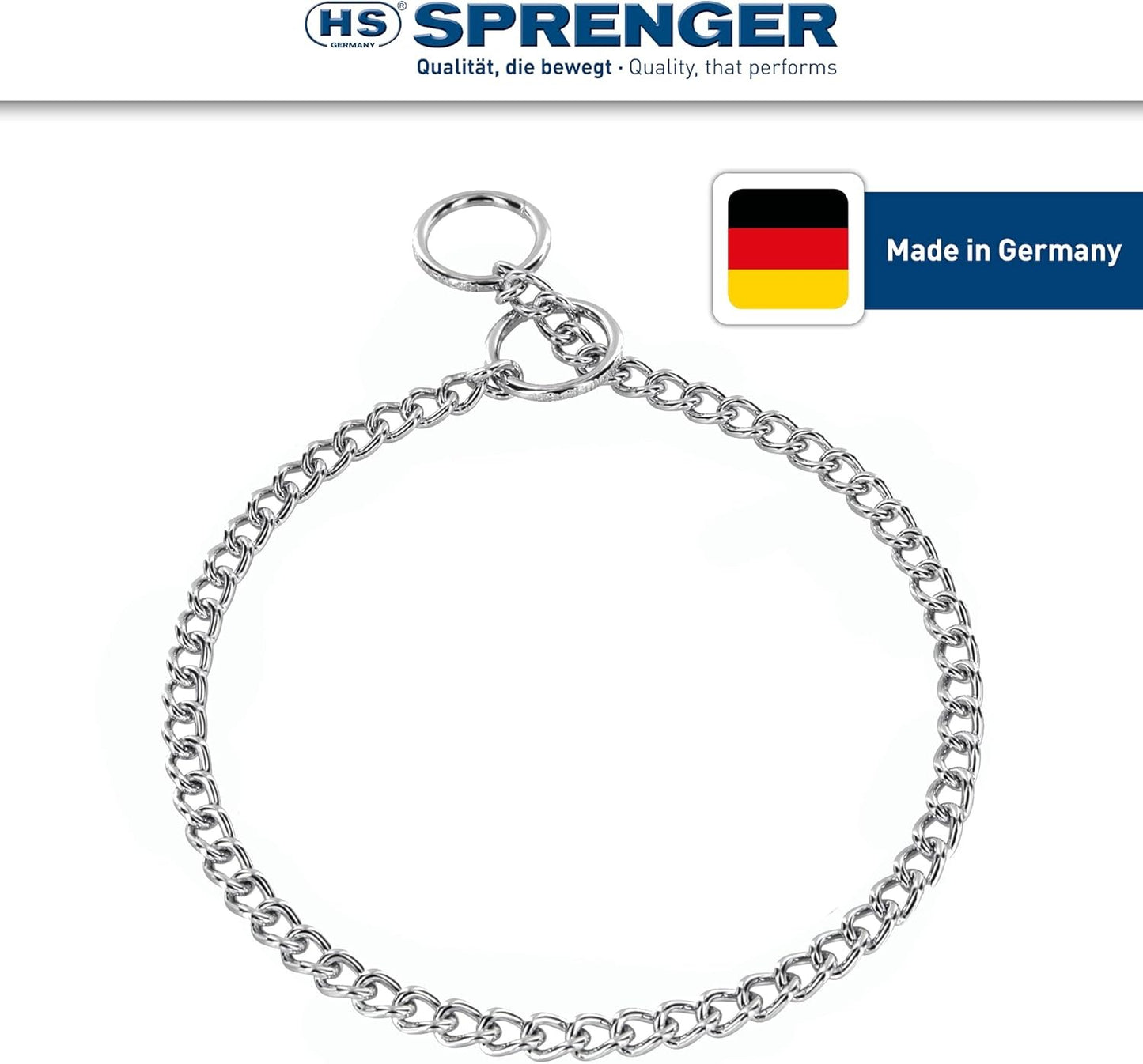 Herm Sprenger - Chrome Plated Steel Dog Training Collar - Narrow Round Links Slip Dog Chain - for Small Medium Large Dogs - Professional Training Collar - Made in Germany