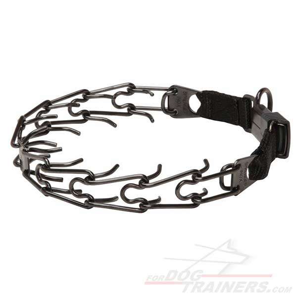 Herm Sprenger Black Stainless Steel Prong Collar with QR Buckle