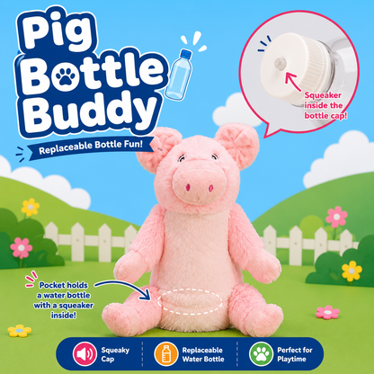 10" Crinkle Water Bottle Dog Toy – Pig & Cow – 10" Pig with Water Bottle