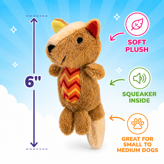 6" Mini Squeaky Dog Toy Collection – Small Dog & Puppy Toys – 6" Fox Mini Dog Toy