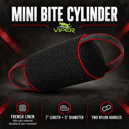 Viper French Linen Cylinder Mini Bite Roll – Puppy & Young Dog Bite Training Tug – Black
