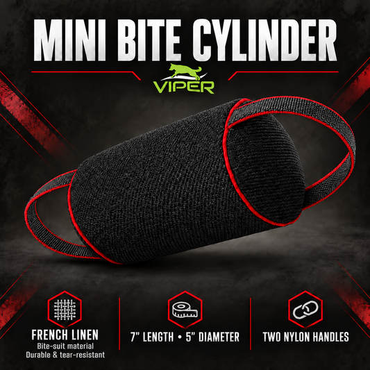 Viper French Linen Cylinder Mini Bite Roll – Puppy & Young Dog Bite Training Tug – Black