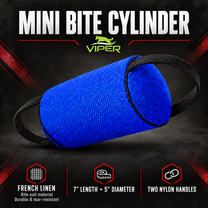 Viper French Linen Cylinder Mini Bite Roll – Puppy & Young Dog Bite Training Tug – Blue