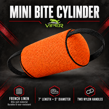 Viper French Linen Cylinder Mini Bite Roll – Puppy & Young Dog Bite Training Tug – Orange
