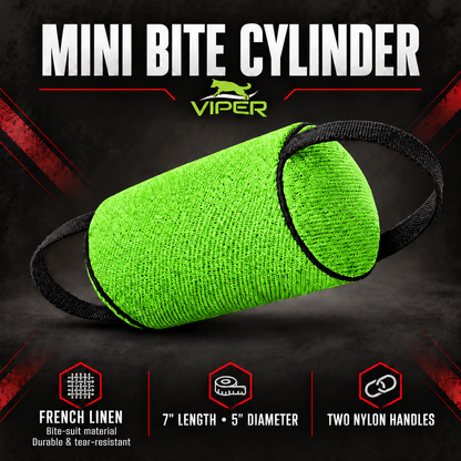 Viper French Linen Cylinder Mini Bite Roll – Puppy & Young Dog Bite Training Tug – Green