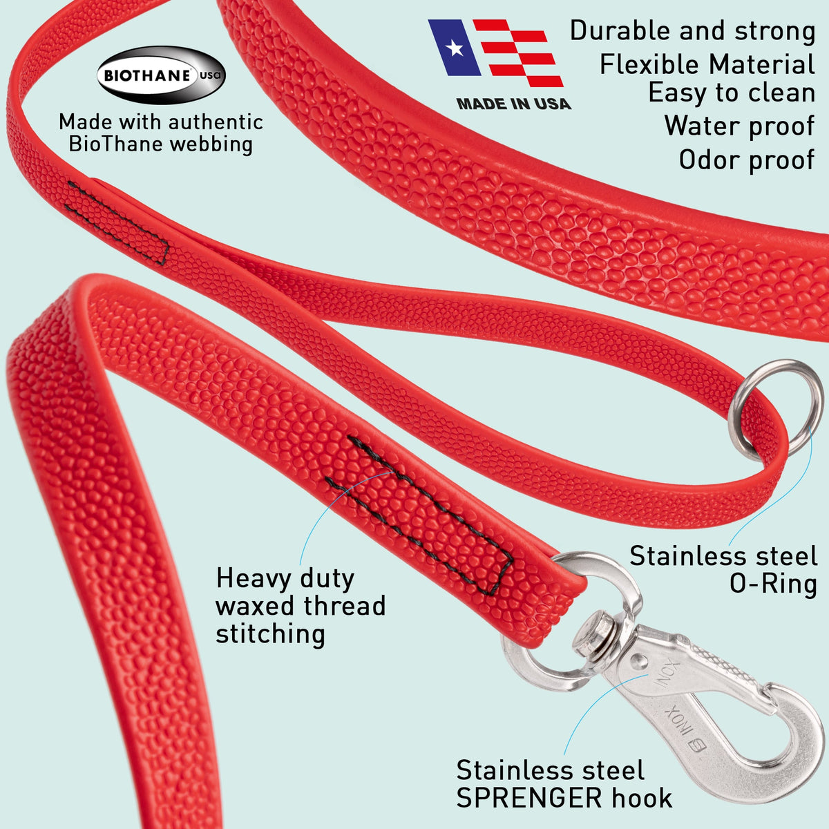 Viper Pebbled Biothane Leash – Herm Sprenger Hook – view 20