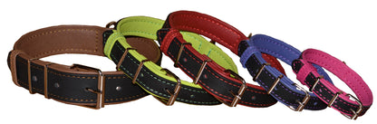 Soft Leather Dual-Color Flat Collar