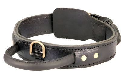 Extra Durable 2 Ply Leather Dog Collar with Handle - Ultimate Control