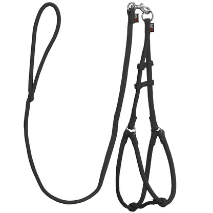 Comfort Microfiber Round Step-In Harness & Leash Set – Small Dog Harness Set – Black
