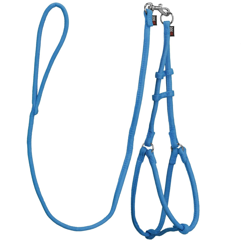 Comfort Microfiber Round Step-In Harness & Leash Set – Small Dog Harness Set – Blue
