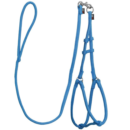 Comfort Microfiber Round Step-In Harness & Leash Set – Small Dog Harness Set – Blue
