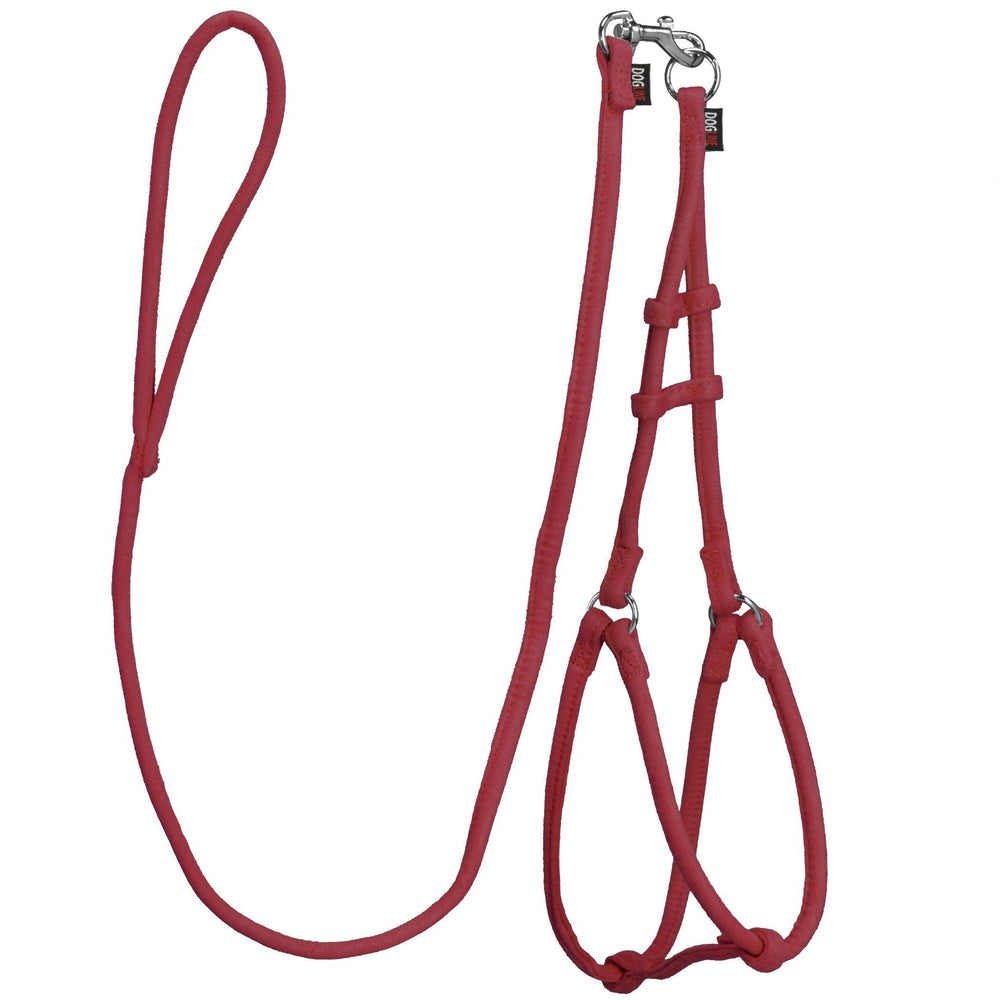 Comfort Microfiber Round Step-In Harness & Leash Set – Small Dog Harness Set – Red