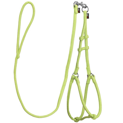 Comfort Microfiber Round Step-In Harness & Leash Set – Small Dog Harness Set – Lime Green