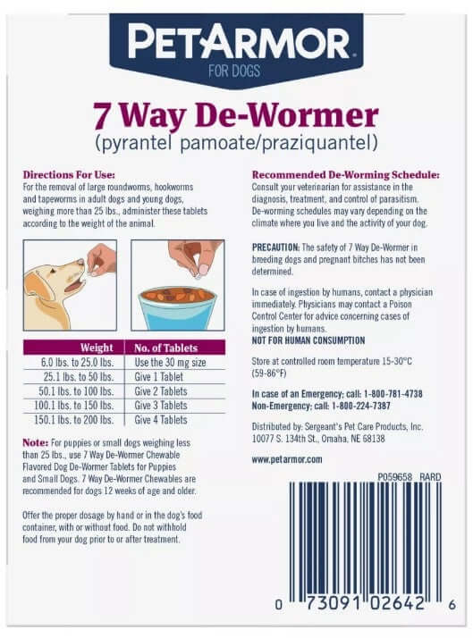 PetArmor 7 Way De-Wormer for Dogs | Effective Broad-Spectrum Treatment