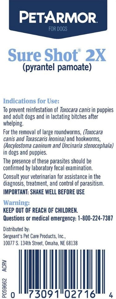 PetArmor Sure Shot 2X - Canine Anthelmintic Suspension