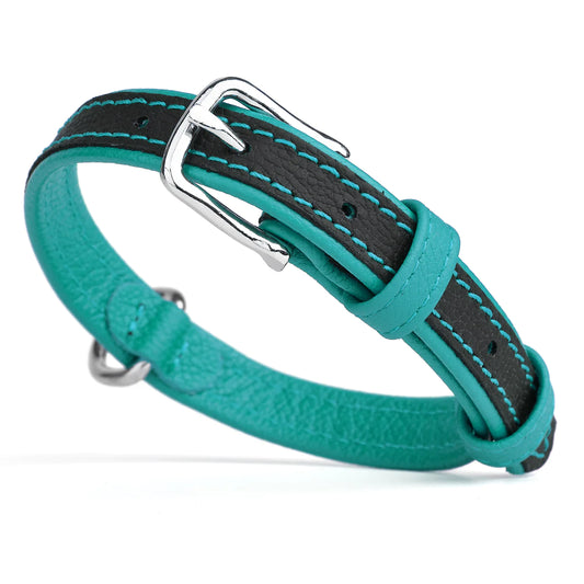 Soft Leather Dual-Color Flat Collar